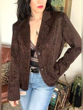 Vintage Chico's Dark Brown Textured Women's Blazer